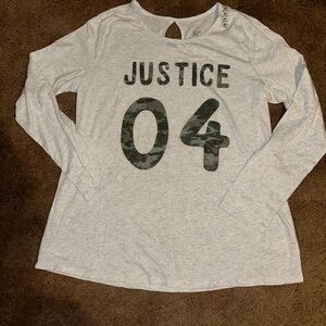 Justice Gray Long Sleeve Tee with Camouflage Print